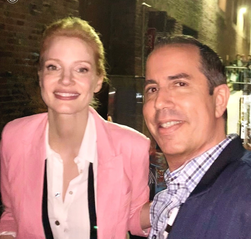 selfie of Jessica Chastain with Paul Scott Adamo