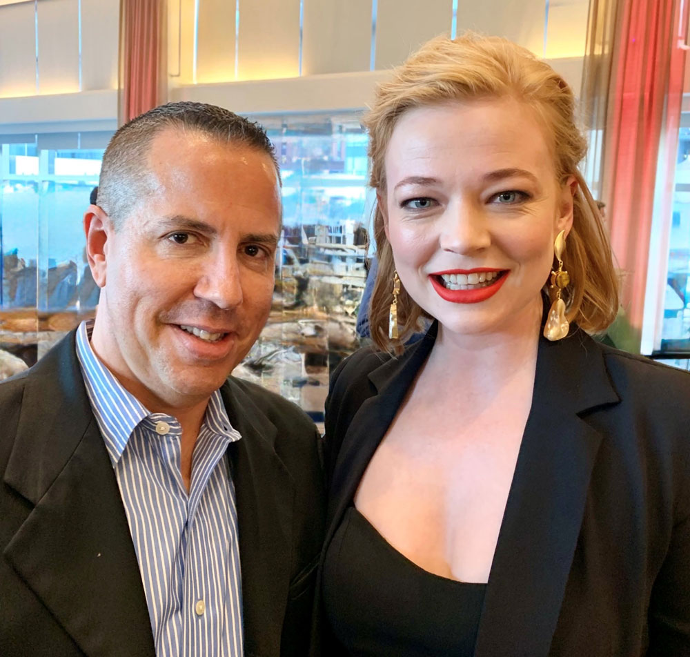 selfie of Sarah Snook with Paul Scott Adamo
