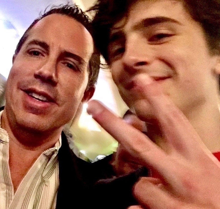 Selfie of Timothée Chalamet with Paul Scott Adamo