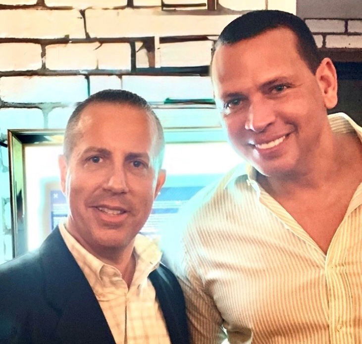 candid shot of Alex Rodriguez (A-Rod) and Paul Scott Adamo